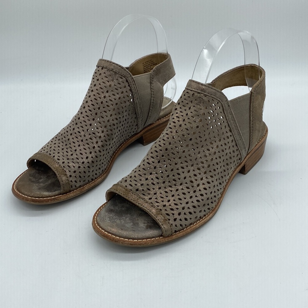 Sofft Nalda Ankle Booties Sandals Perforated Tan Gold Leather Womens Size 7 M